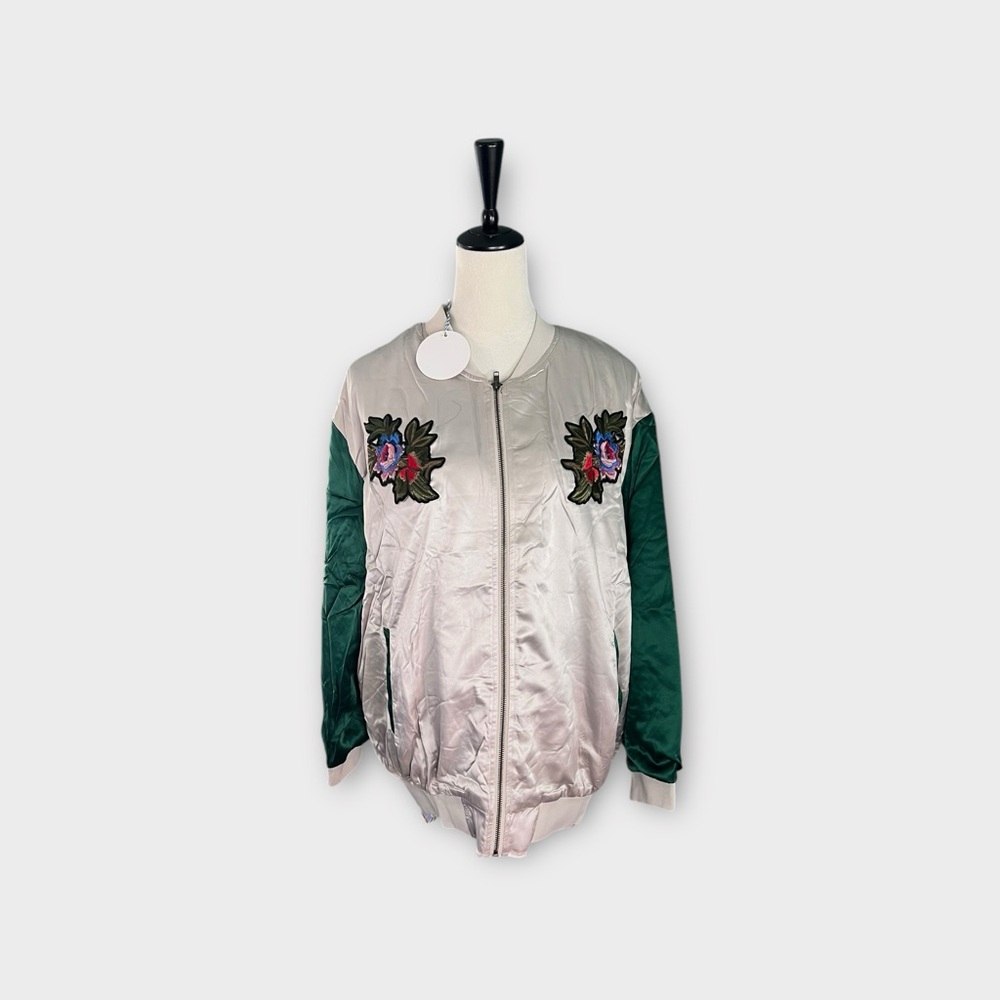 Hayden Green and Cream Bomber Jacket - Picture 12 of 14